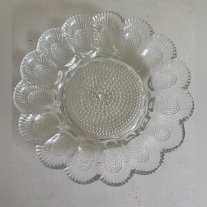 Vintage Crystal Deviled Egg Platter Serving Dish